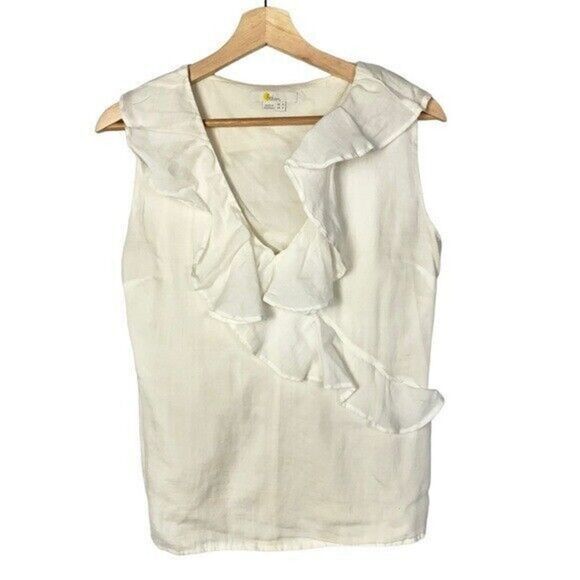 Boden Alicia White Ruffle Sleeveless Blouse 4 - Picture 2 of 6